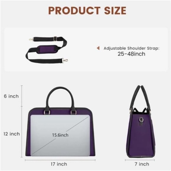 Laptop Tote Bag Large Capacity Lightweight Purple